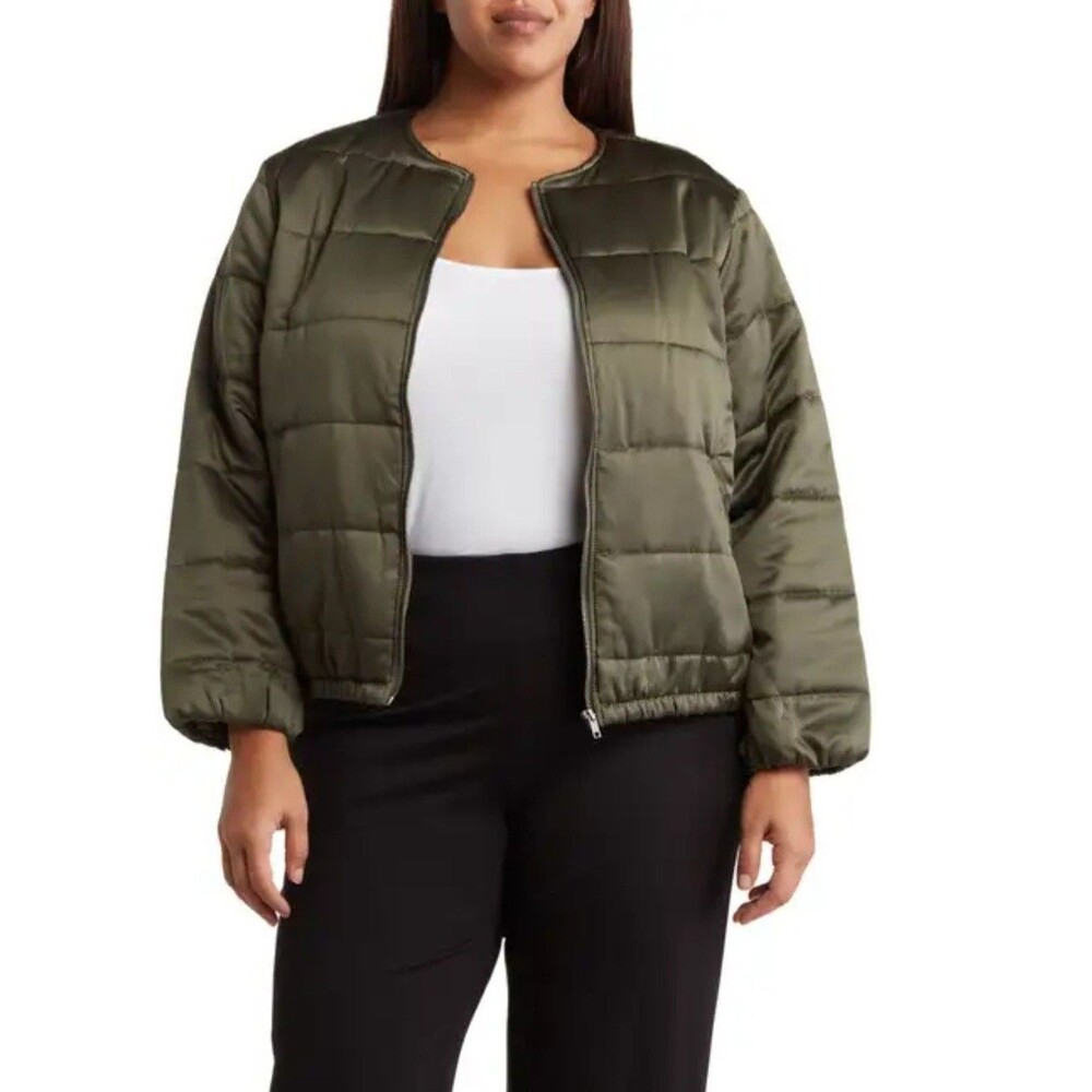 NWTs Sanctuary Laila Quilted Bomber Jacket in Olive Nordstrom Size 1X
